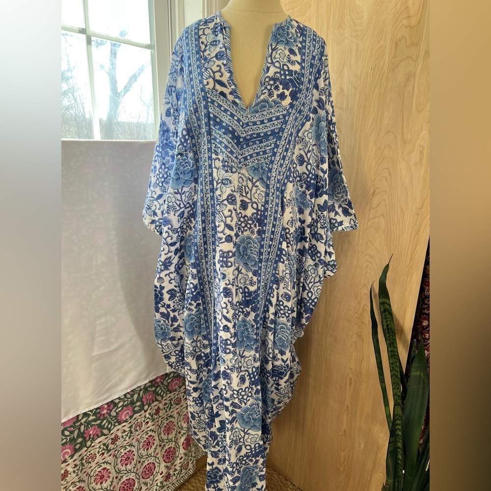 Vintage Block Printed Anokhi Caftan